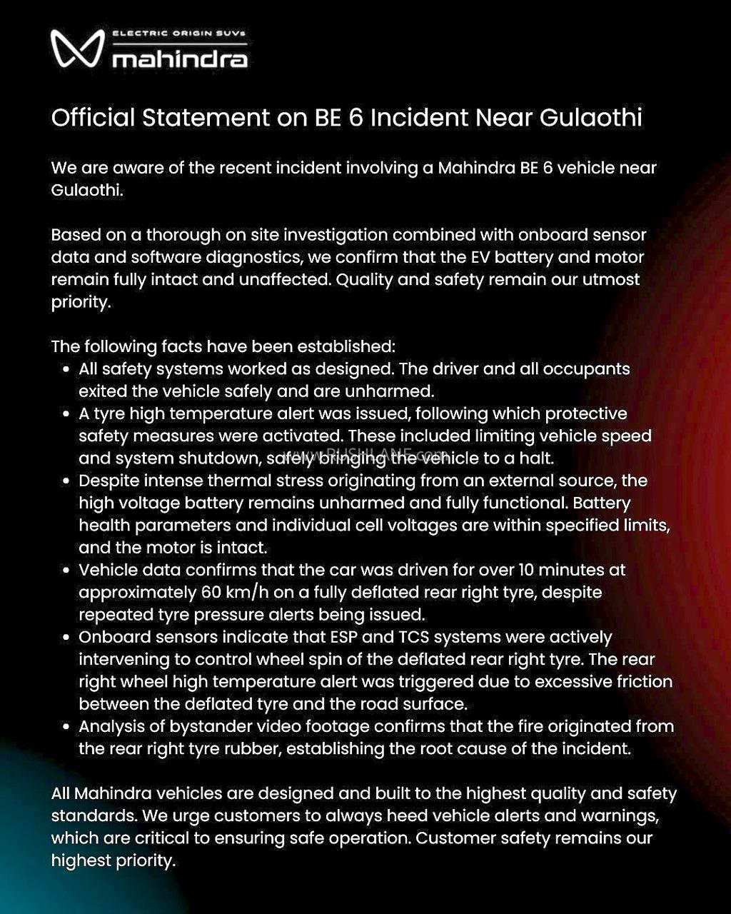 Mahindra BE 6 Fire Incident Explained – Official Clarification & What It Means - Complete Specifications, Price & Review 2026